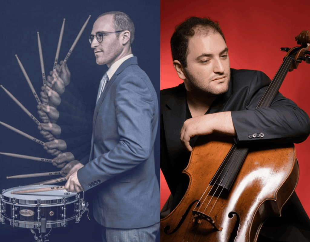 Jeff Stern, percussion, and Julian Schwarz, cello
